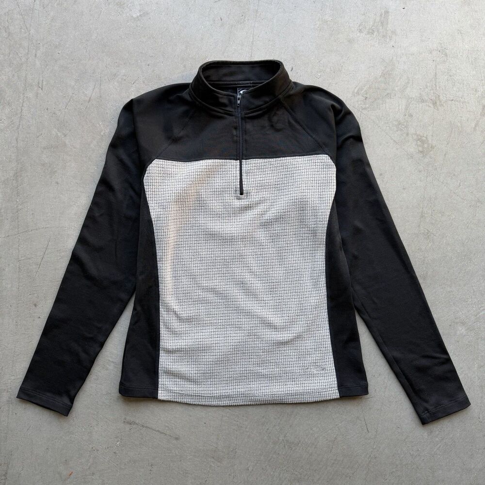 Vintage Y2K Oakley Software Womens M Black Gray 1/4 Zip Pullover Sweater USA
